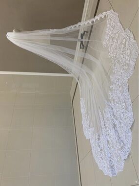Custom IVORY Lace Wedding Veil with Cathedral Train